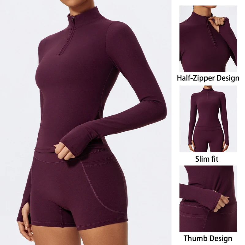 KAVRA Half-Zip High Neck Long Sleeve – Quick-Dry Performance Sportswear