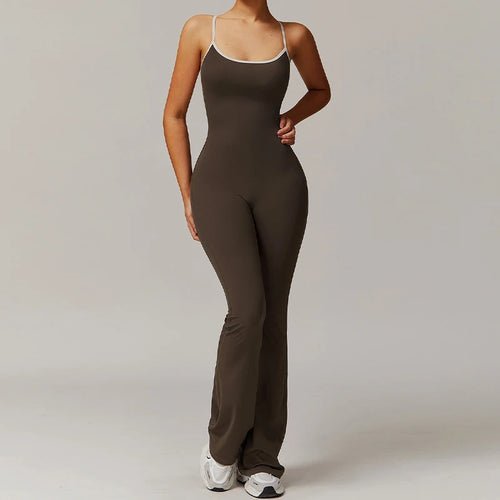 Hearuisavy V Back Jumpsuit Women Sports One-piece Suit Yoga Clothing Backless Sportswear Women Sleeveles Workout Overalls Female