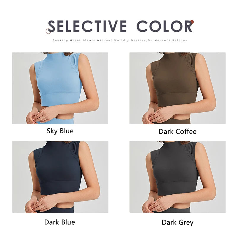 KAVRA High Neck Crop Top – Seamless, Shockproof & Quick-Dry