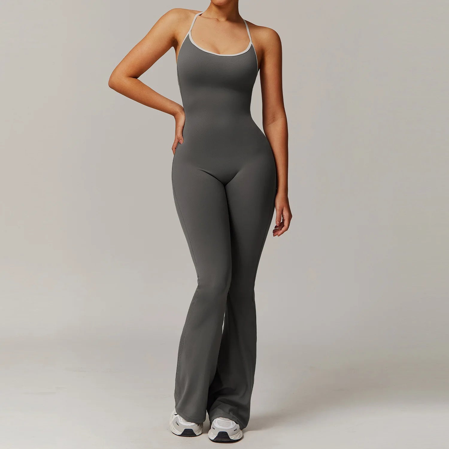 KAVRA V-Back Jumpsuit – Women’s One-Piece Sports Suit | Backless Yoga & Workout Wear | Sleeveless Athletic Overalls for a Sleek, Comfortable Fit