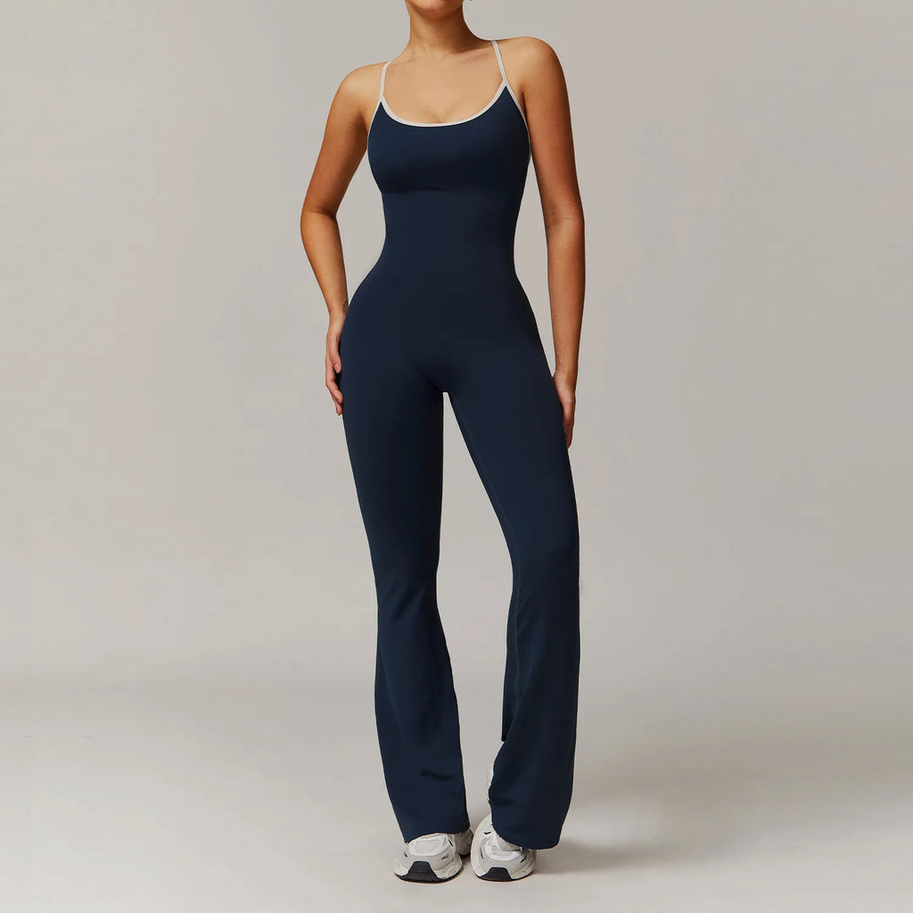 Hearuisavy V Back Jumpsuit Women Sports One-piece Suit Yoga Clothing Backless Sportswear Women Sleeveles Workout Overalls Female