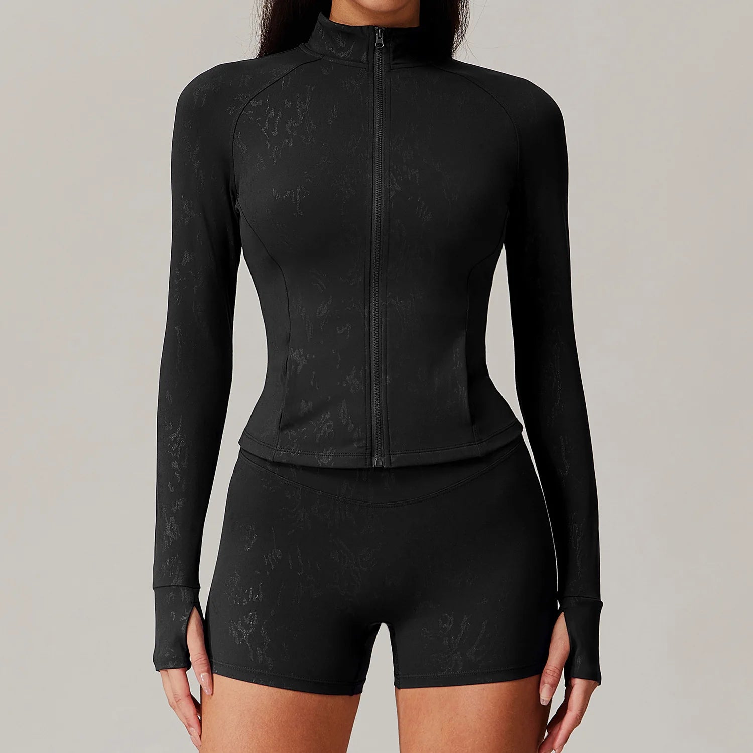 KAVRA Seamless Tracksuit Set – Long Sleeve Crop Top & High Waist Leggings